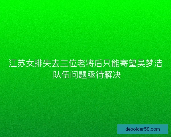 江苏女排失去三位老将后只能寄望吴梦洁 队伍问题亟待解决 江苏女排失去三位老将后只能寄望吴梦洁 队伍问题亟待解决