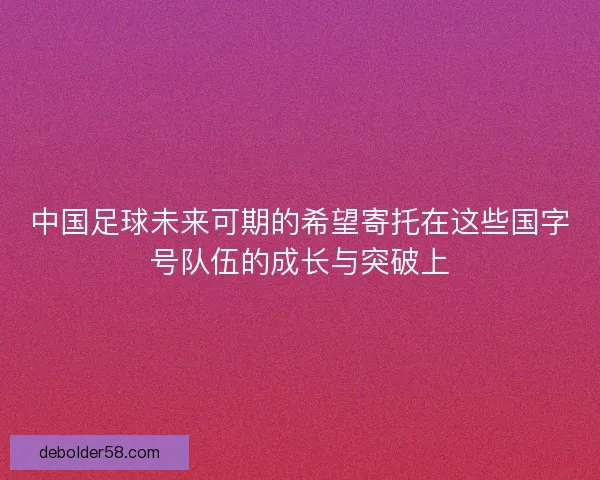 中国足球未来可期的希望寄托在这些国字号队伍的成长与突破上