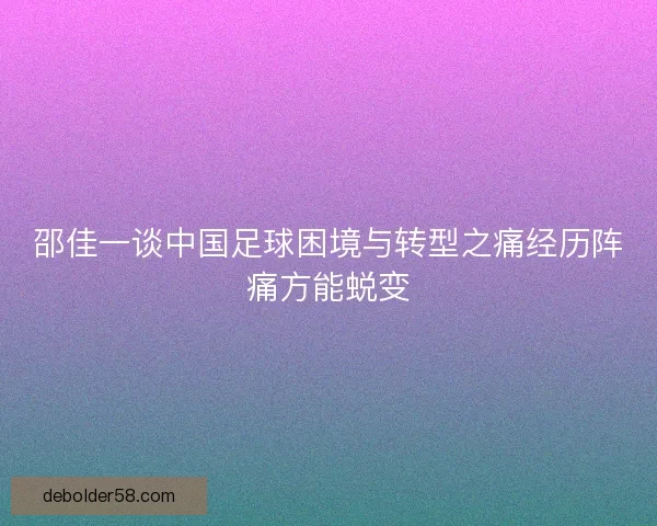 邵佳一谈中国足球困境与转型之痛经历阵痛方能蜕变