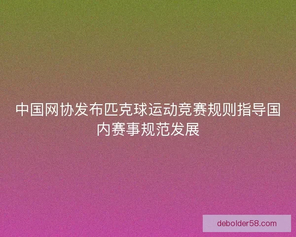 中国网协发布匹克球运动竞赛规则指导国内赛事规范发展